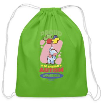 proud Autism - Cotton Drawstring Bag - clover - Front
