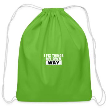 I Fix Things My Own Way - Cotton Drawstring Bag - clover - Front