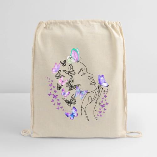 Dreamy Butterfly Goddess - Fairytale Design - Cotton Drawstring Bag