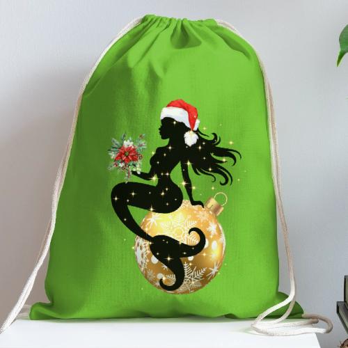 Merry Mermaid - Christmas Edition Design - Cotton Drawstring Bag