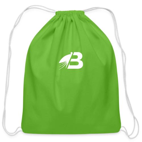Bluefly Logomark - White - Cotton Drawstring Bag