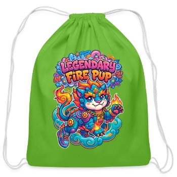 Legendary Fire Pup Streetwear Graffiti Lion Art - Cotton Drawstring Bag - clover - Front