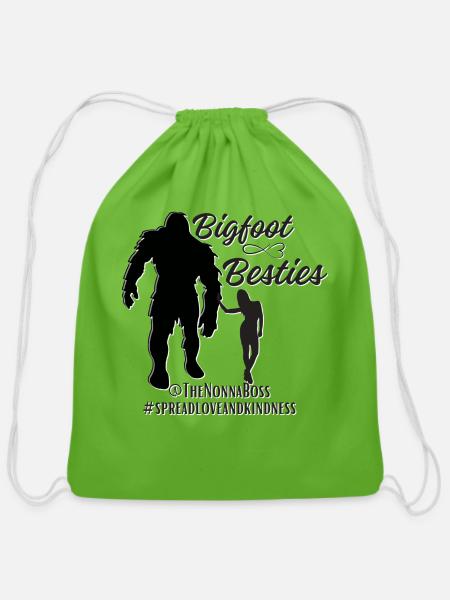 Bigfoot Besties - Cotton Drawstring Bag - clover