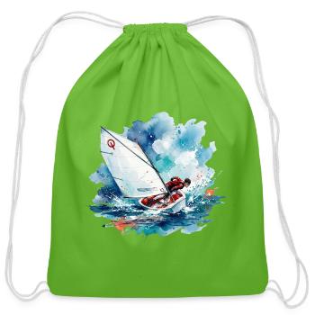 Optimist Watercolor  - Cotton Drawstring Bag - clover - Front