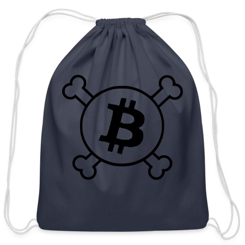 btc pirateflag jolly roger bitcoin pirate flag - Cotton Drawstring Bag