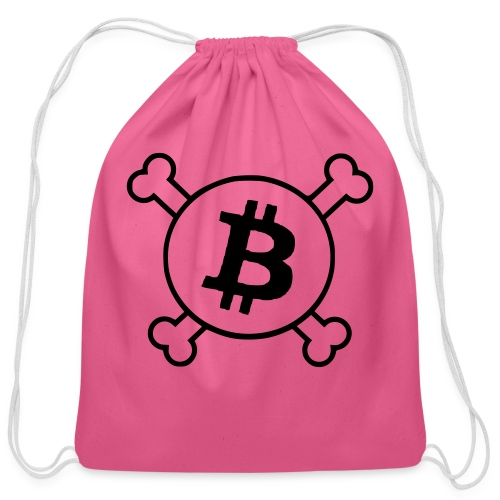 btc pirateflag jolly roger bitcoin pirate flag - Cotton Drawstring Bag