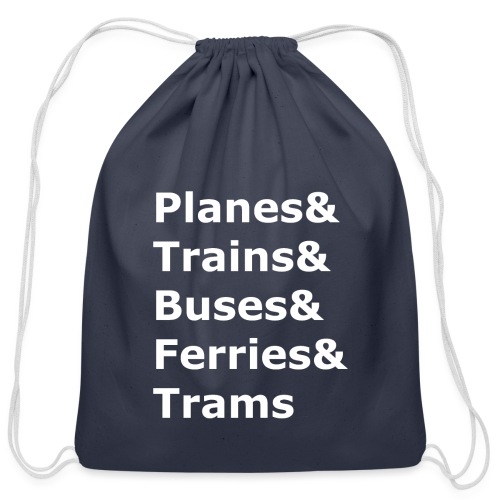 & Transportation - Light Lettering - Cotton Drawstring Bag