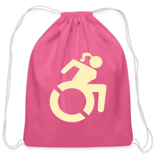 Wheelchair woman symbol. lady in wheelchair - Cotton Drawstring Bag