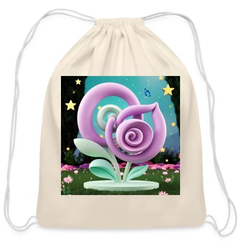 Lila Bloom | Double Floral Eco-Inspired Art - Cotton Drawstring Bag