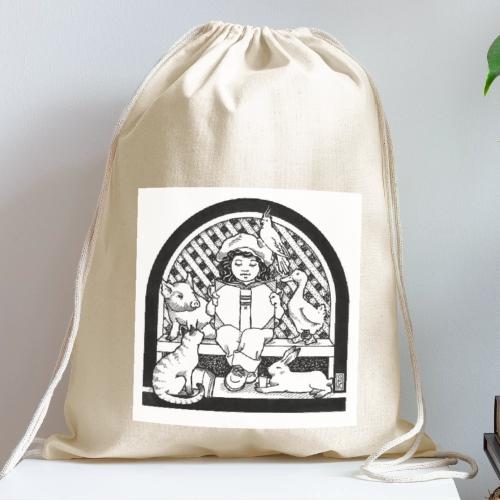 Reading to Animals - Cotton Drawstring Bag