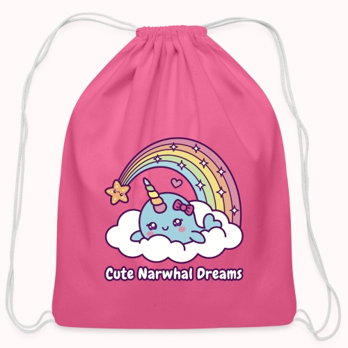 Cute Narwhal Dreams On A Cloud - Cotton Drawstring Bag