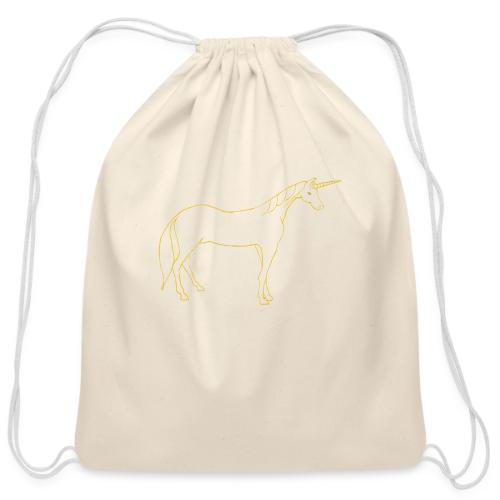 unicorn gold outline - Cotton Drawstring Bag