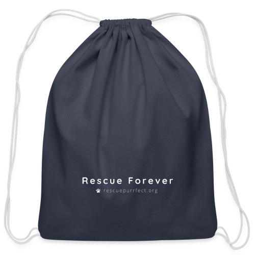 Rescue Purrfect Basic Logo White - Cotton Drawstring Bag