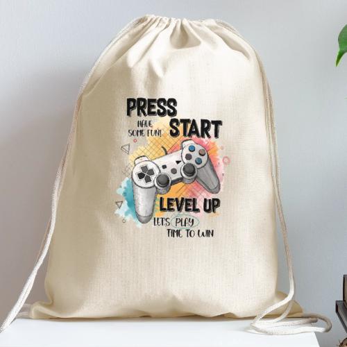 Press Start, Level Up - Cotton Drawstring Bag