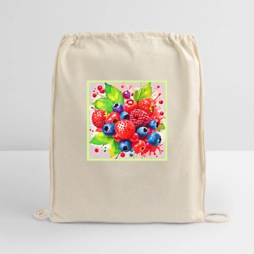 Summer Berry Splash Design - Cotton Drawstring Bag