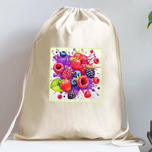 Berry Splash Mix Art - Cotton Drawstring Bag