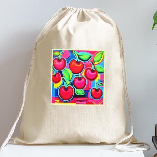 Pop Art Cherry Burst - Cotton Drawstring Bag