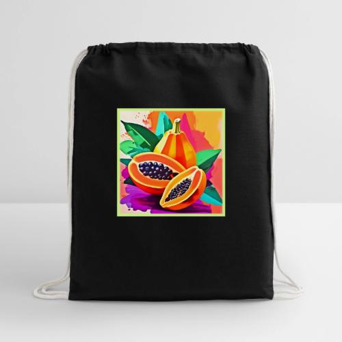 Sliced Papaya Pop Art - Cotton Drawstring Bag