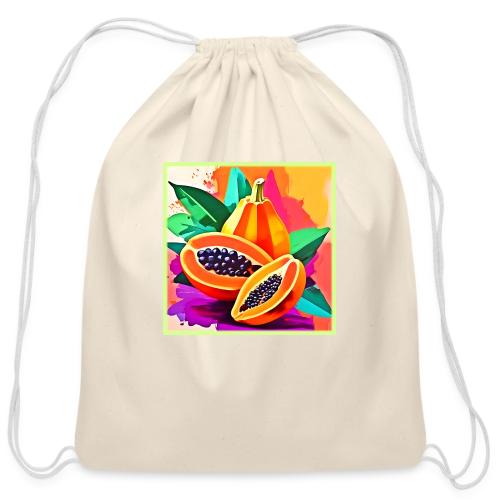 Sliced Papaya Pop Art - Cotton Drawstring Bag