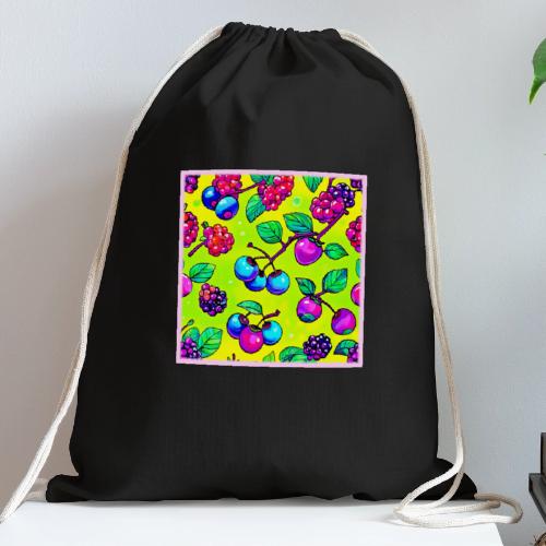Bright Berry Fruit Pattern - Cotton Drawstring Bag