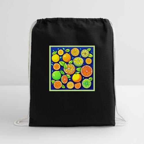 Fresh Citrus Slice Pattern - Cotton Drawstring Bag