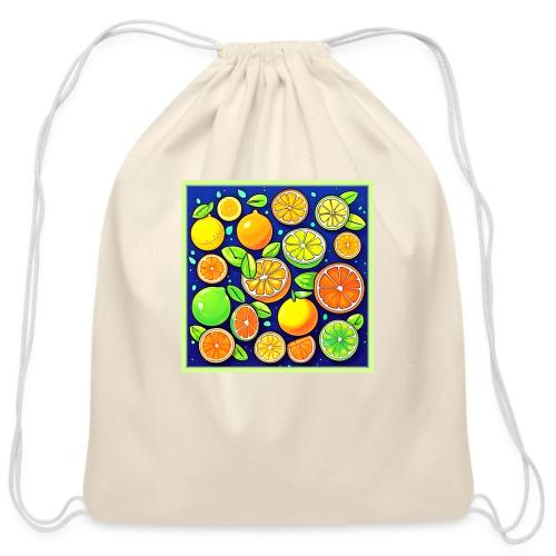 Fresh Citrus Slice Pattern - Cotton Drawstring Bag