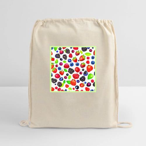 Berry Burst: Fruity Pattern - Cotton Drawstring Bag