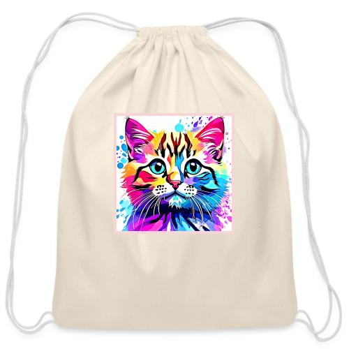Vivid Kitty Vibes Design - Cotton Drawstring Bag