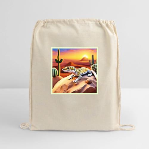 Beautiful Desert leopard Gecko Design - Cotton Drawstring Bag