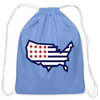 USA Flag - Cotton Drawstring Bag - carolina blue - Front