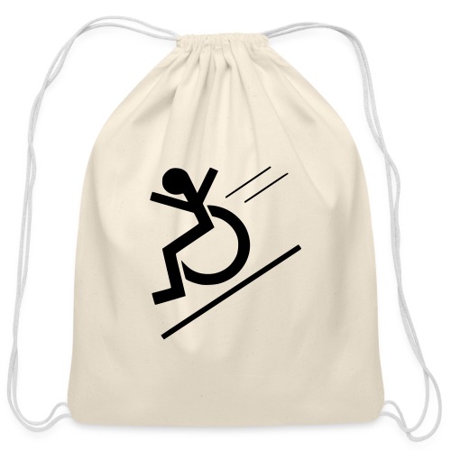 Free fall in wheelchair, wheelchair from a hill - Cotton Drawstring Bag