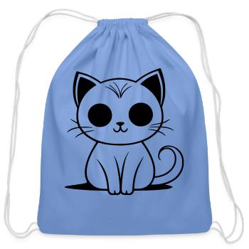A pet black cat - Cotton Drawstring Bag - carolina blue - Front