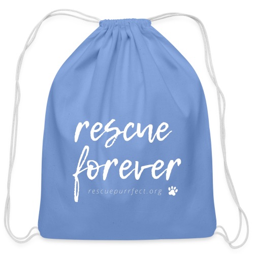 Rescue Forever Cursive Large White - Cotton Drawstring Bag