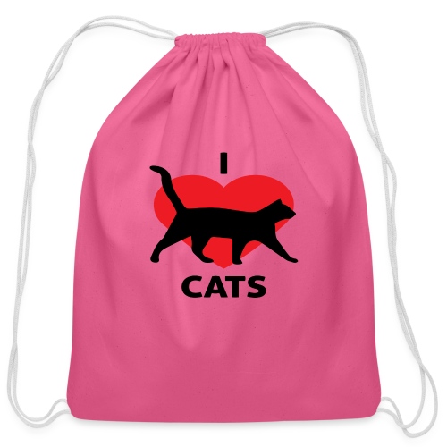 I Love Cats - Cotton Drawstring Bag