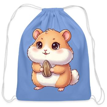 Kawaii Hamster with Seed - Cotton Drawstring Bag - carolina blue - Front
