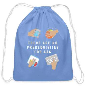 AAC Device Language Speech Therapy - Cotton Drawstring Bag - carolina blue - Front