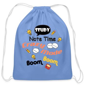 Cute Study Doodle - Crazy Mode School Design - Cotton Drawstring Bag - carolina blue - Front
