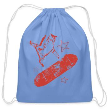 Red Grunge Skate Star - Cotton Drawstring Bag - carolina blue - Front