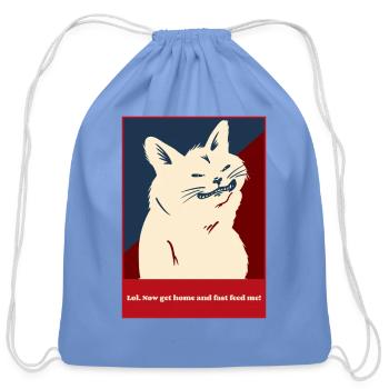 Funny cat meme. - Cotton Drawstring Bag - carolina blue - Front