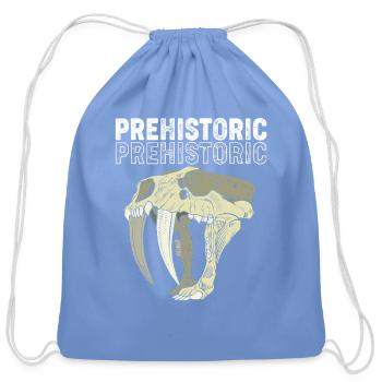 Sabertooth Tiger Skull Prehistoric Smilodon - Cotton Drawstring Bag - carolina blue - Front