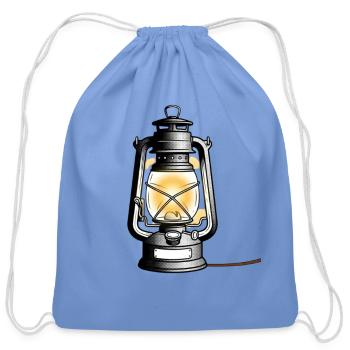 Vintage Lantern Glow - Cotton Drawstring Bag - carolina blue - Front