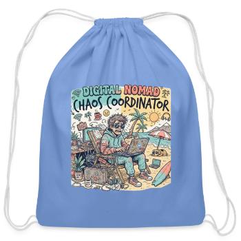 Remote Worker Chaos Coordinator Funny Digital - Cotton Drawstring Bag - carolina blue - Front