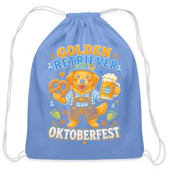 Golden Retriever Oktoberfest Cheer - Cotton Drawstring Bag - carolina blue - Front
