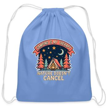 Camping Is My Therapy Night Sky Tee - Cotton Drawstring Bag - carolina blue - Front