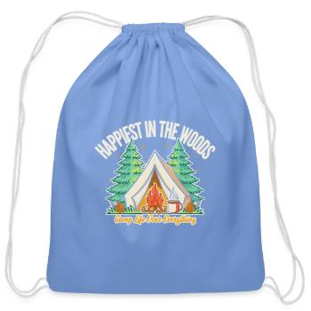 Happiest In The Woods - Cotton Drawstring Bag - carolina blue - Front
