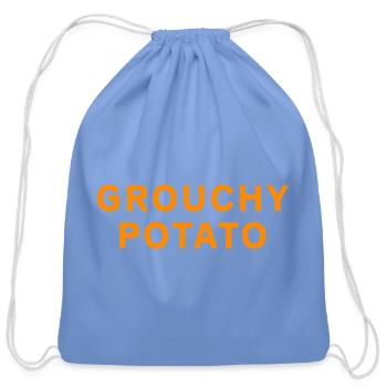 Grouchy Potato Bold Orange - Cotton Drawstring Bag - carolina blue - Front