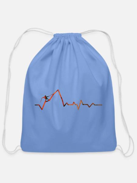 Mountain Pulse Sunset - Cotton Drawstring Bag - carolina blue