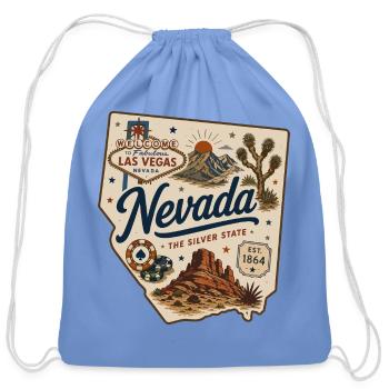Nevada Silver State Vintage Las Vegas Sticker - Cotton Drawstring Bag - carolina blue - Front
