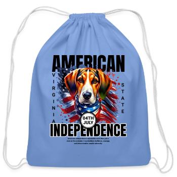 Virginia's Official State Dog: American Foxhound - Cotton Drawstring Bag - carolina blue - Front