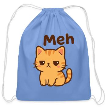 Cute Unimpressed Orange Kitten "Meh" - Cotton Drawstring Bag - carolina blue - Front